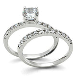 Alamode Rhodium Brass Ring with AAA Grade CZ in Clear - Alamode