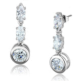 Alamode Rhodium Brass Earrings with AAA Grade CZ in Clear - Alamode