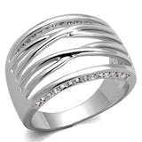 Alamode Rhodium Brass Ring with AAA Grade CZ in Clear - Alamode