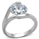 Alamode Rhodium Brass Ring with AAA Grade CZ in Clear - Alamode - Flyclothing LLC