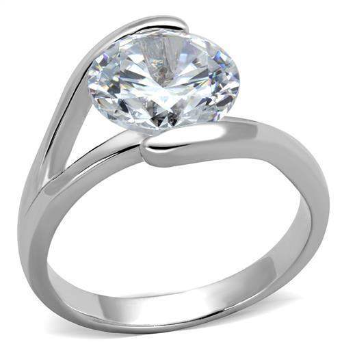 Alamode Rhodium Brass Ring with AAA Grade CZ in Clear - Alamode - Flyclothing LLC