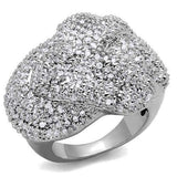 Alamode Rhodium Brass Ring with AAA Grade CZ in Clear - Alamode - Flyclothing LLC
