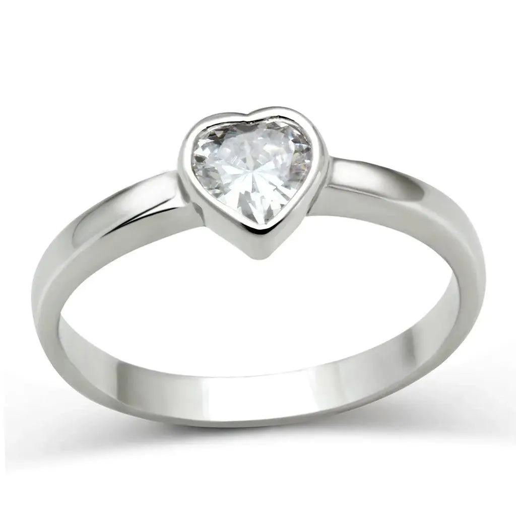 Alamode Rhodium Brass Ring with AAA Grade CZ in Clear - Alamode - Flyclothing LLC