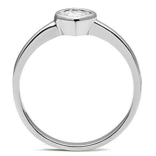 Alamode Rhodium Brass Ring with AAA Grade CZ in Clear - Alamode - Flyclothing LLC