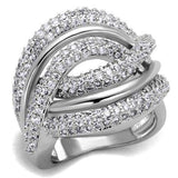 Alamode Rhodium Brass Ring with AAA Grade CZ in Clear - Alamode - Flyclothing LLC