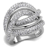 Alamode Rhodium Brass Ring with AAA Grade CZ in Clear - Alamode