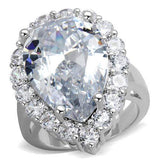 Alamode Rhodium Brass Ring with AAA Grade CZ in Clear - Alamode - Flyclothing LLC