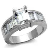 Alamode Rhodium Brass Ring with AAA Grade CZ in Clear - Alamode