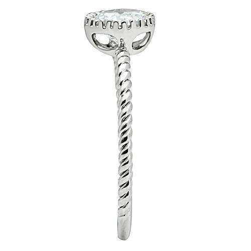 Alamode Rhodium Brass Ring with AAA Grade CZ in Clear - Alamode - Flyclothing LLC