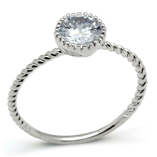 Alamode Rhodium Brass Ring with AAA Grade CZ in Clear - Alamode - Flyclothing LLC