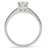 Alamode Rhodium Brass Ring with AAA Grade CZ in Clear - Alamode