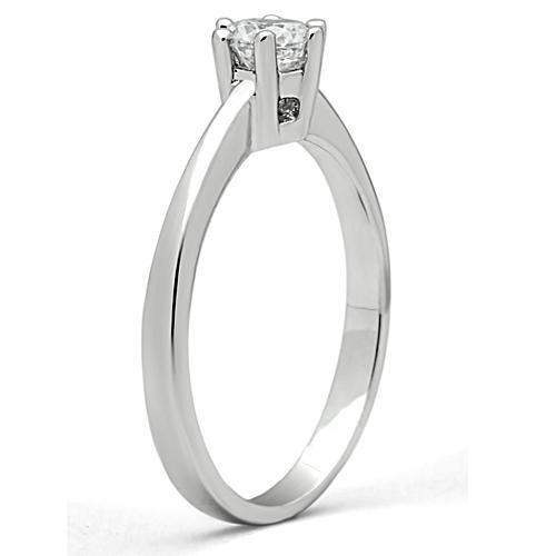 Alamode Rhodium Brass Ring with AAA Grade CZ in Clear - Alamode - Flyclothing LLC
