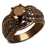 Alamode IP Coffee light Brass Ring with AAA Grade CZ in Light Coffee - Alamode - Flyclothing LLC