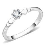 Alamode Rhodium Brass Ring with AAA Grade CZ in Clear - Alamode