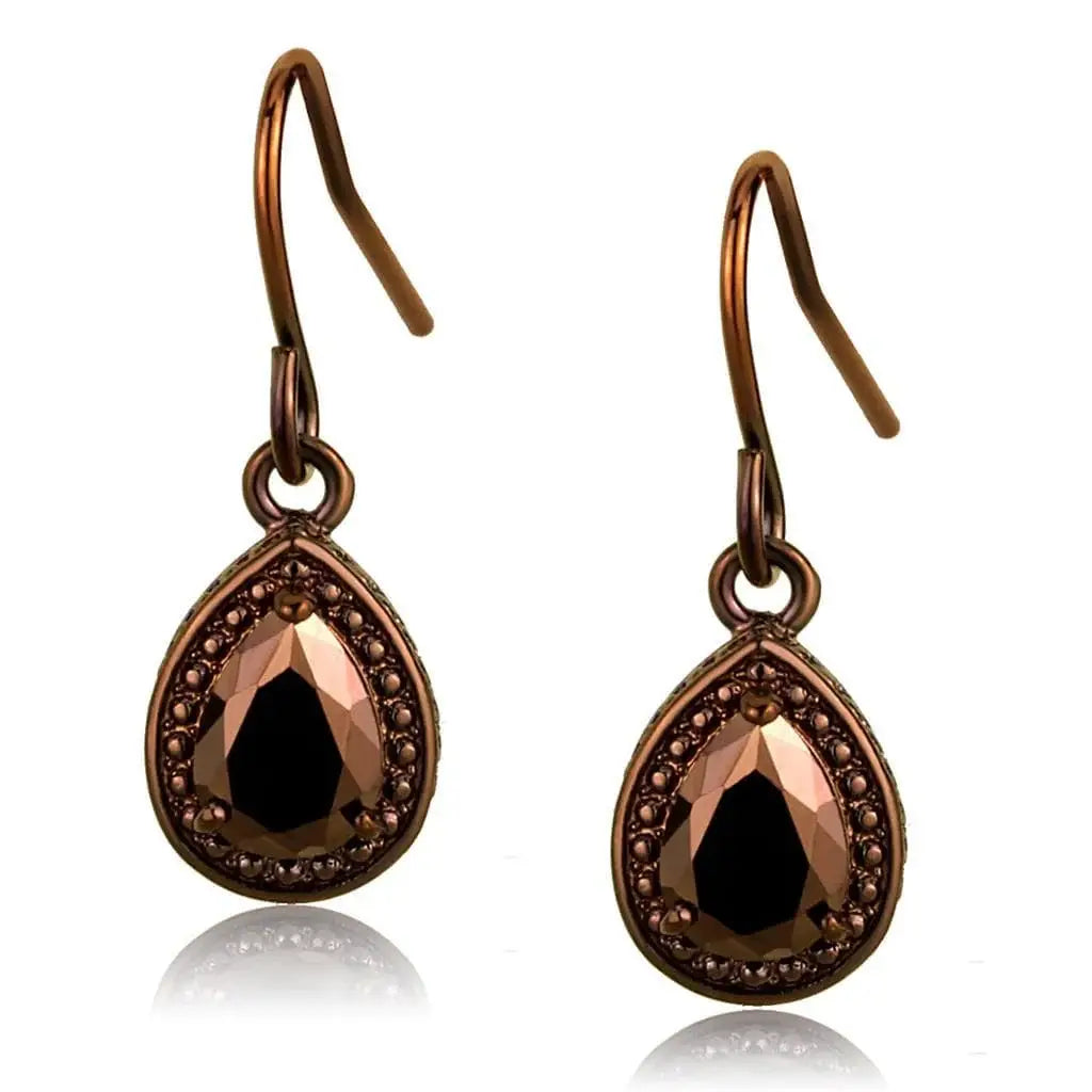 Alamode IP Coffee light Brass Earrings with AAA Grade CZ in Light Coffee - Alamode - Flyclothing LLC