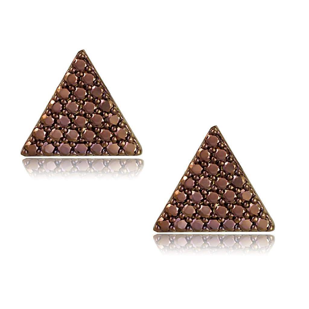 Alamode IP Coffee light Brass Earrings with AAA Grade CZ in Light Coffee - Alamode - Flyclothing LLC