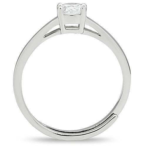 Alamode Rhodium Brass Ring with AAA Grade CZ in Clear - Alamode - Flyclothing LLC