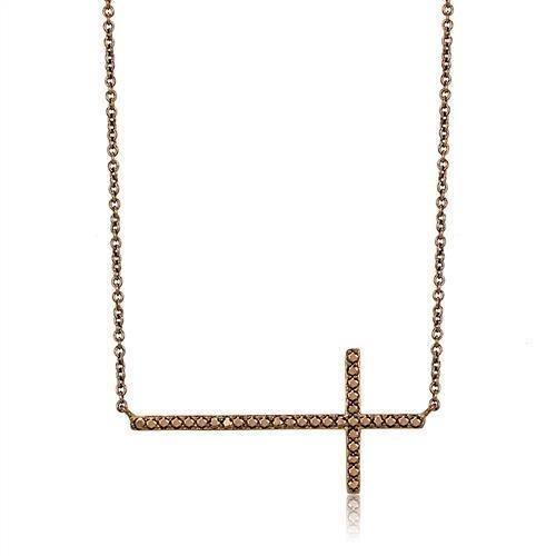 Alamode IP Coffee light Brass Chain Pendant with AAA Grade CZ in Light Coffee - Alamode