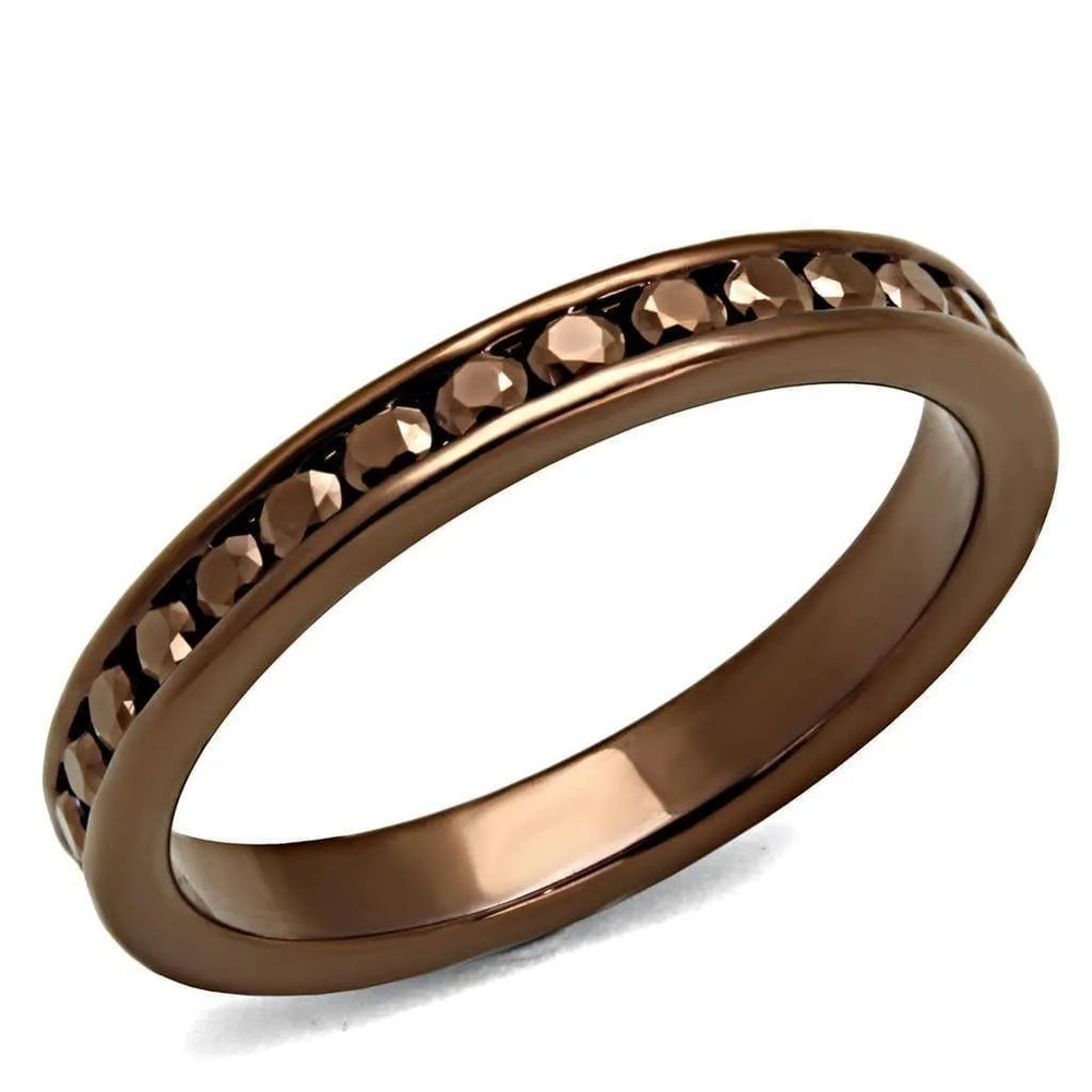 Alamode IP Coffee light Brass Ring with AAA Grade CZ in Brown - Alamode