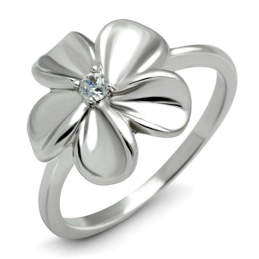 Alamode Rhodium Brass Ring with AAA Grade CZ in Clear - Alamode - Flyclothing LLC