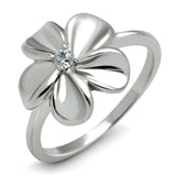 Alamode Rhodium Brass Ring with AAA Grade CZ in Clear - Alamode