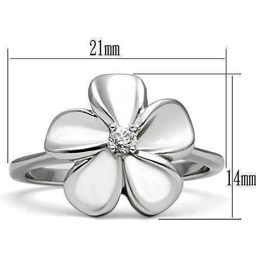 Alamode Rhodium Brass Ring with AAA Grade CZ in Clear - Alamode - Flyclothing LLC