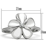 Alamode Rhodium Brass Ring with AAA Grade CZ in Clear - Alamode