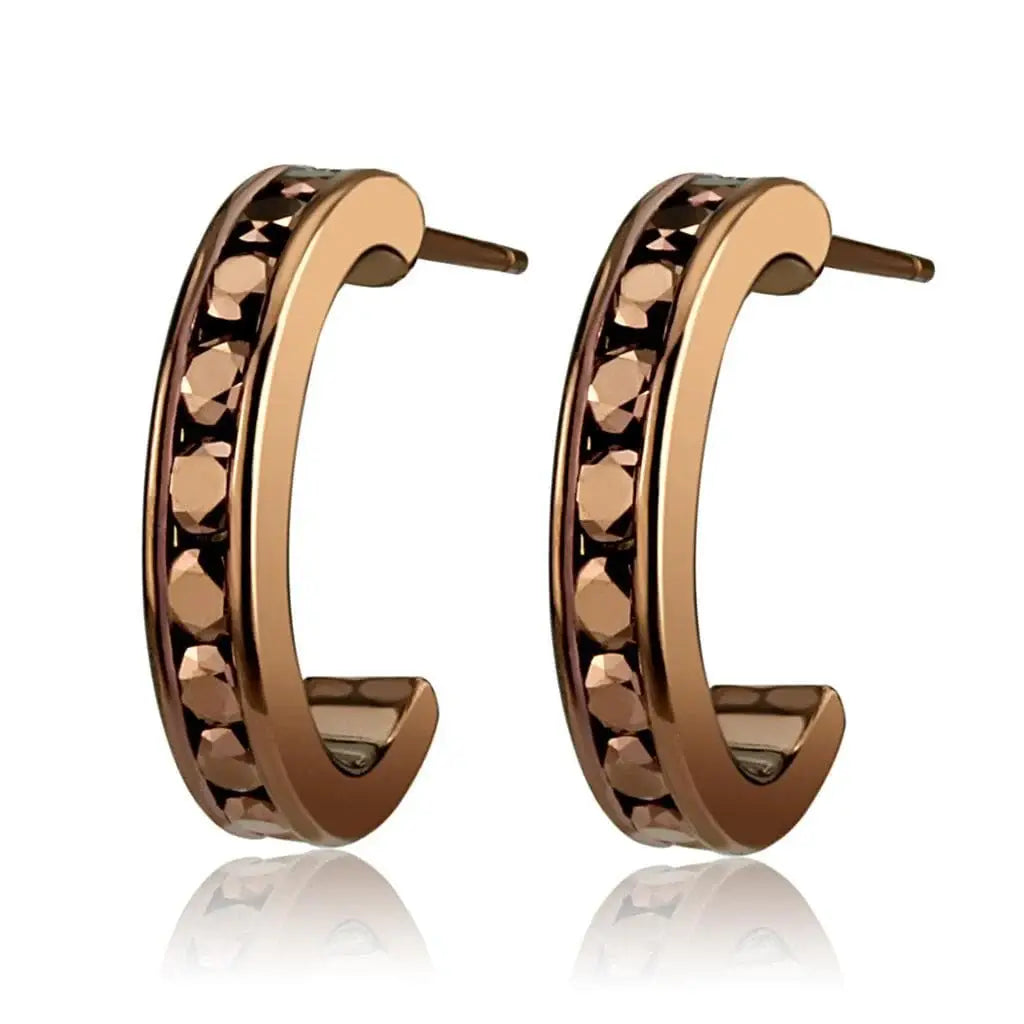 Alamode IP Coffee light Brass Earrings with Top Grade Crystal in Light Coffee - Alamode - Flyclothing LLC