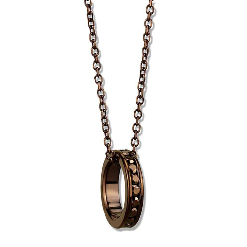 Alamode IP Coffee light Brass Chain Pendant with Top Grade Crystal in Light Coffee - Alamode
