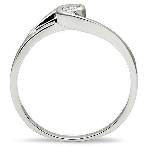 Alamode Rhodium Brass Ring with AAA Grade CZ in Clear - Alamode - Flyclothing LLC
