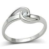 Alamode Rhodium Brass Ring with AAA Grade CZ in Clear - Alamode