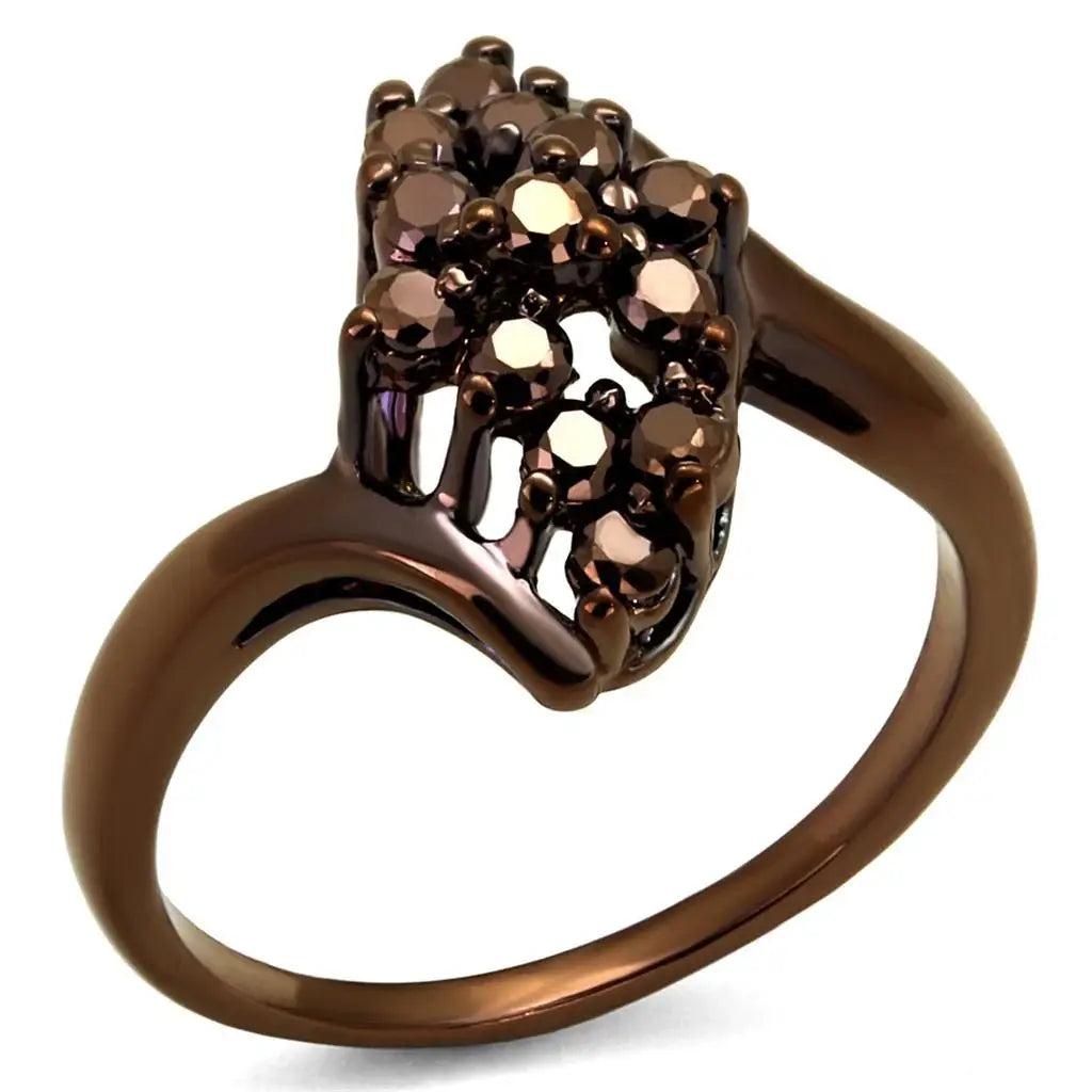 Alamode IP Coffee light Brass Ring with AAA Grade CZ in Light Coffee - Alamode - Flyclothing LLC