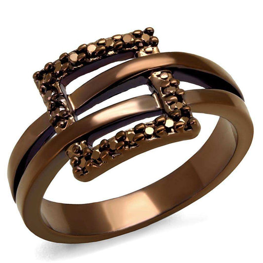 Alamode IP Coffee light Brass Ring with AAA Grade CZ in Light Coffee - Alamode - Flyclothing LLC