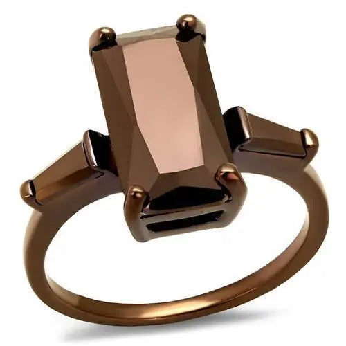 Alamode IP Coffee light Brass Ring with AAA Grade CZ in Light Coffee - Alamode - Flyclothing LLC