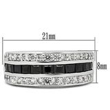 Alamode Rhodium Brass Ring with AAA Grade CZ in Jet - Alamode