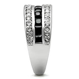 Alamode Rhodium Brass Ring with AAA Grade CZ in Jet - Alamode