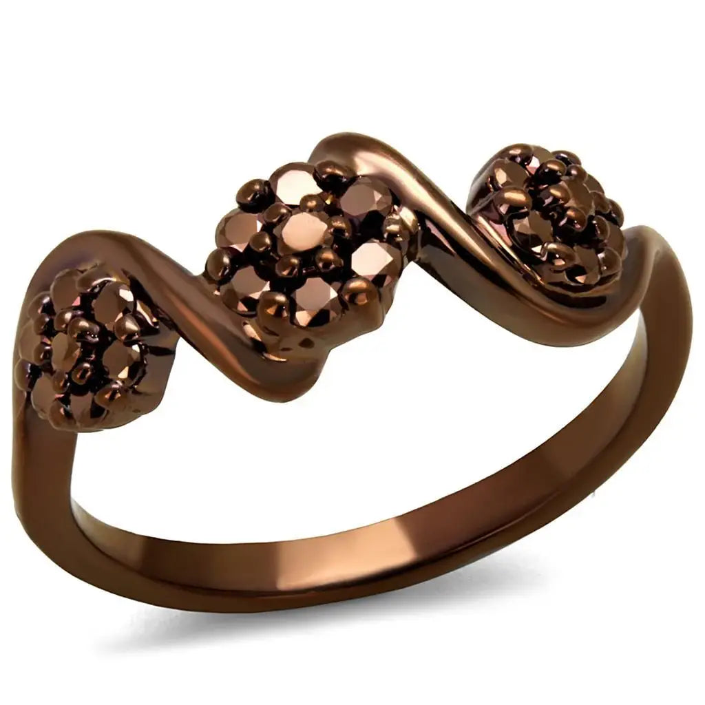 Alamode IP Coffee light Brass Ring with AAA Grade CZ in Light Coffee - Alamode - Flyclothing LLC