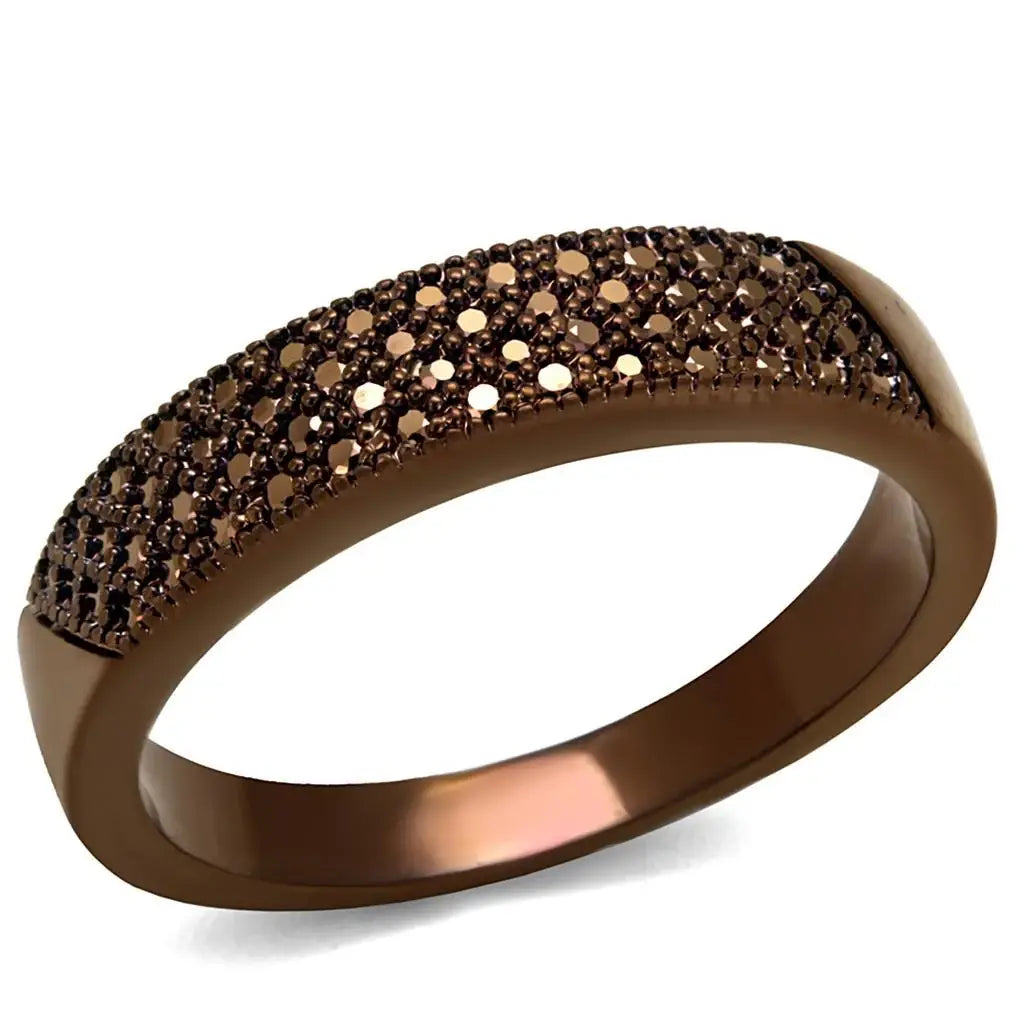 Alamode IP Coffee light Brass Ring with AAA Grade CZ in Light Coffee - Alamode - Flyclothing LLC
