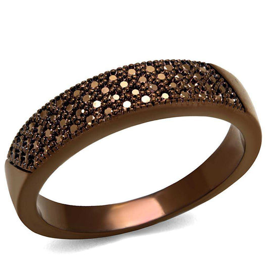 Alamode IP Coffee light Brass Ring with AAA Grade CZ in Light Coffee - Alamode - Flyclothing LLC