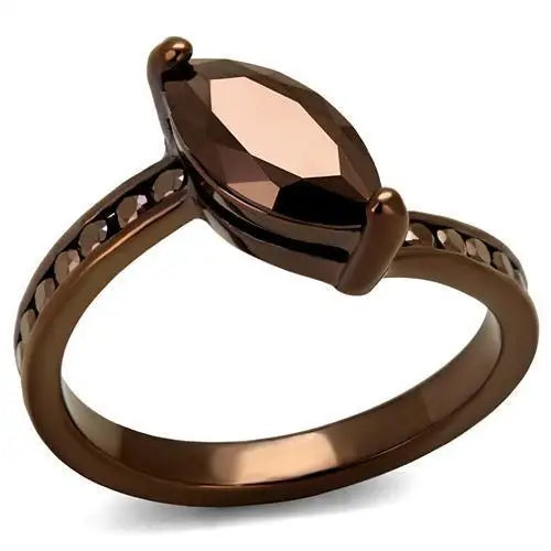 Alamode IP Coffee light Brass Ring with AAA Grade CZ in Light Coffee - Alamode - Flyclothing LLC