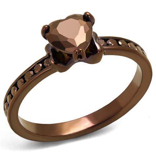Alamode IP Coffee light Brass Ring with AAA Grade CZ in Light Coffee - Alamode - Flyclothing LLC