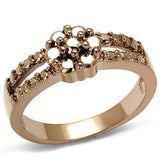 Alamode IP Rose Gold(Ion Plating) Brass Ring with AAA Grade CZ in Metallic Light Gold - Alamode - Flyclothing LLC