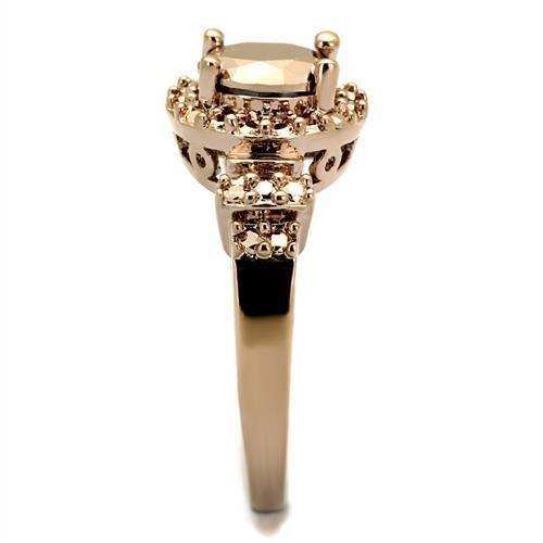 Alamode IP Rose Gold(Ion Plating) Brass Ring with AAA Grade CZ in Metallic Light Gold - Alamode - Flyclothing LLC
