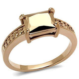 Alamode IP Rose Gold(Ion Plating) Brass Ring with AAA Grade CZ in Metallic Light Gold - Alamode - Flyclothing LLC