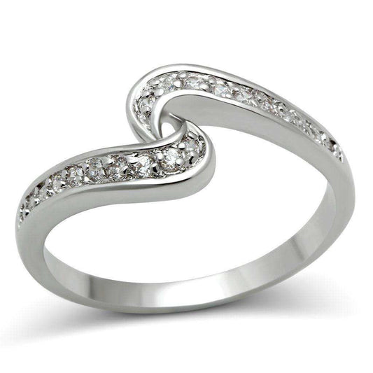 Alamode Rhodium Brass Ring with AAA Grade CZ in Clear - Alamode - Flyclothing LLC