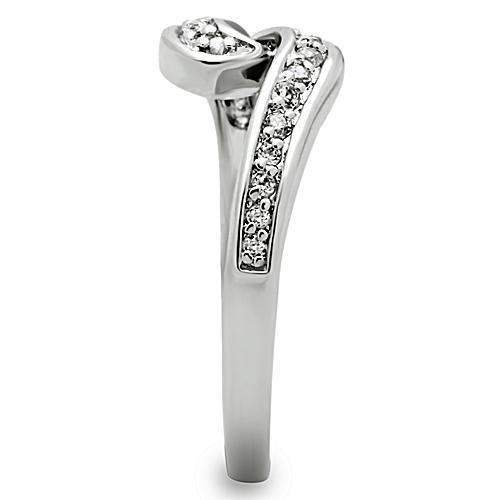 Alamode Rhodium Brass Ring with AAA Grade CZ in Clear - Alamode - Flyclothing LLC