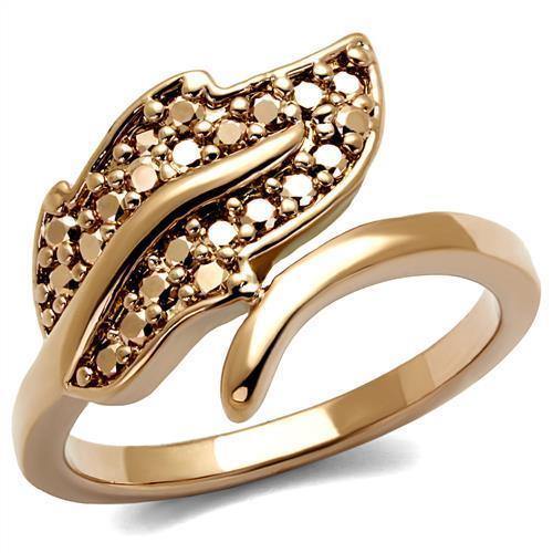 Alamode IP Rose Gold(Ion Plating) Brass Ring with AAA Grade CZ in Metallic Light Gold - Alamode