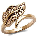 Alamode IP Rose Gold(Ion Plating) Brass Ring with AAA Grade CZ in Metallic Light Gold - Alamode