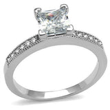 Alamode Rhodium Brass Ring with AAA Grade CZ in Clear - Alamode