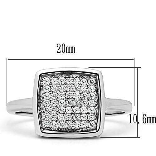 Alamode Rhodium Brass Ring with AAA Grade CZ in Clear - Alamode - Flyclothing LLC